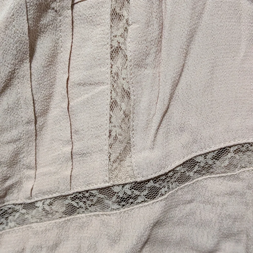 Lace-Trim Button Front Camisole - Taupe - Picture 3 of 5